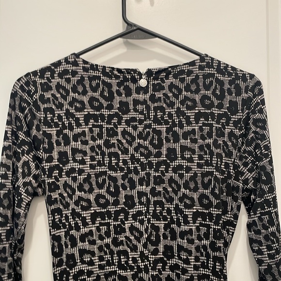 MICHAEL Michael Kors XS Black Leopard Print Long Sleeved Dress - Picture 8 of 11